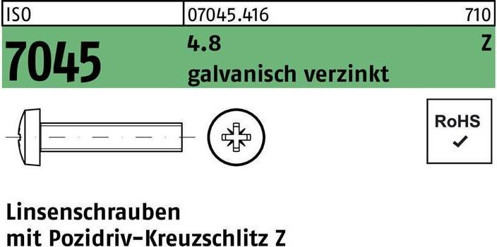 Actual product image Flat head screw ISO 7045 w.cross recess-PZ M 4 x 35 -Z 4.8 galvanised (1000 Screws per piece)