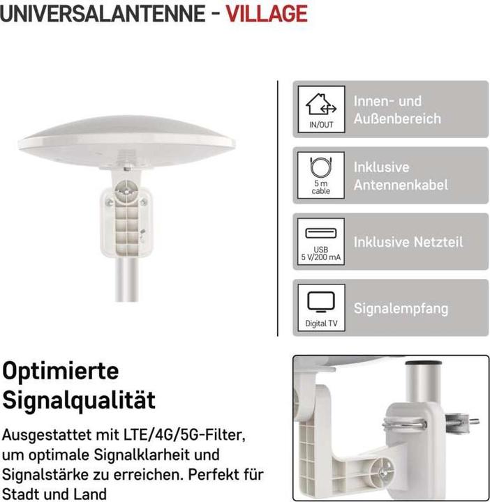Produktbild Emos Village Moon-V900 (Parabolantenne, 20 dB, DAB/ DAB+, LTE, DVB-T / -T2)