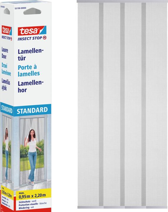 Produktbild tesa Insektenschutz STANDARD Lamellentür, Vorhang mit Klettverschluss, ohne Bohren (95 x 220 cm)