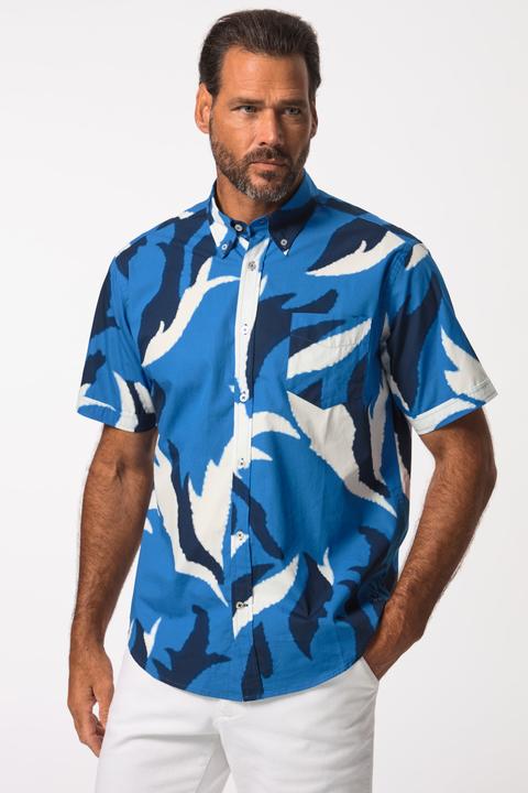 Actual product image JP1880 Shirt, short sleeve, all-over print, button-down collar, modern fit, up to 8 XL (3XL)