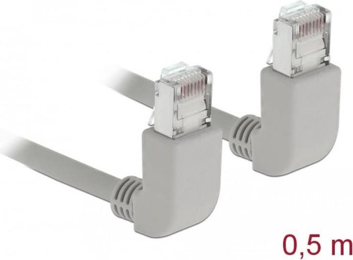 Actual product image Delock Patch cable RJ-45 (M) angled upwards to RJ-45 (M) angled upwards (S/FTP, CAT6a, 0.50 m)