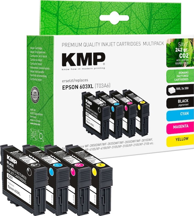 Actual product image KMP Tinte replaces 603XL (T03A64010) (M, FC, C, Y)