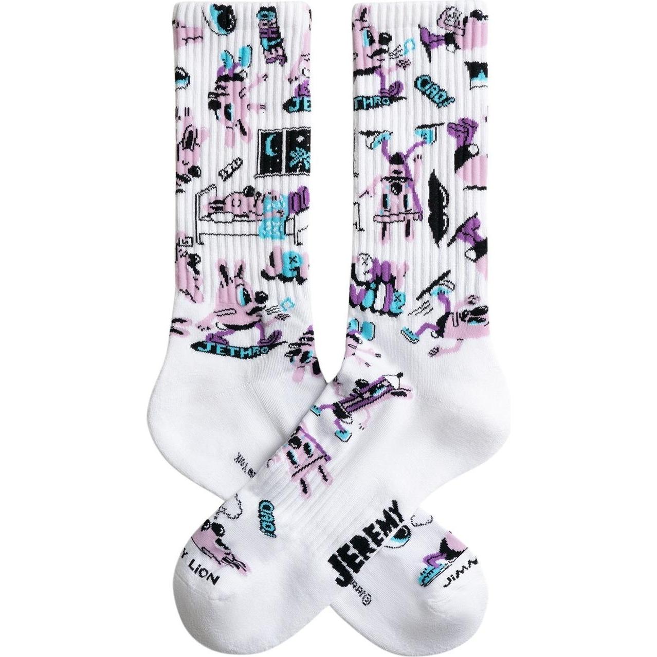 Jimmy Lion, Herren, Socken, socken athletic - jethro pattern, Weiss, (36, 40)
