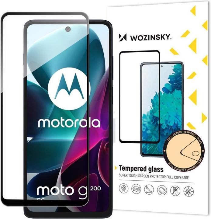 Hurtel Wozinsky Full Glue Tempered Glass Motorola Moto G200 5G 9H Full Screen Tempered Glass mit schwarzem (1 Stück, Motorola Moto G200 5G)