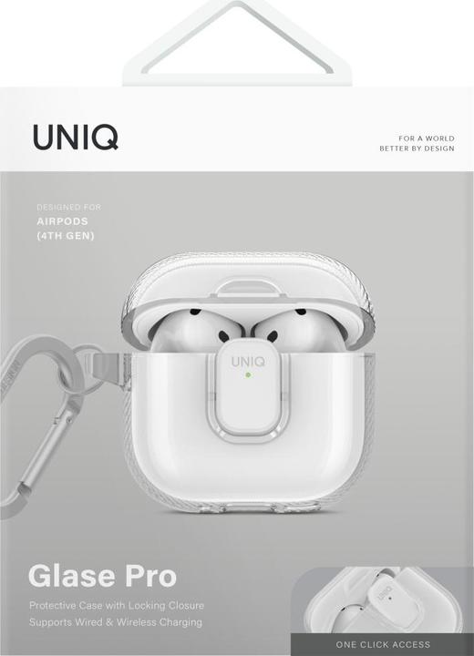 Productafbeelding Uniq Case Glase Pro for AirPods 4 Lock Case transparent (Hoofdtelefoon hoes)