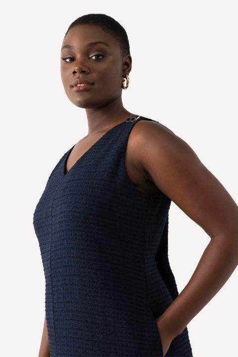 Produktbild Ulla Popken Bouclé-Kleid, A-Linie, V-Ausschnitt, ärmellos, Taschen (42, 44)