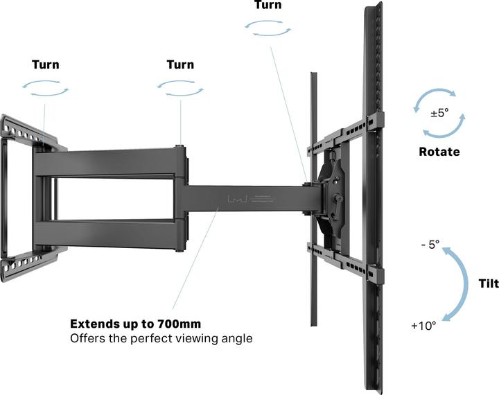 Image du produit Multibrackets Wandhalter 75-110", schwarz, Metall, max 90kg (Mur, 90 kg, 50" - 86")