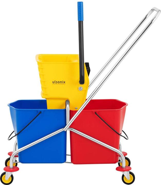 Produktbild Ulsonix Putzwagen mit Presse Mop Eimer Wischer Reinigungswagen Halter Hotel 2 Eimer 48 L