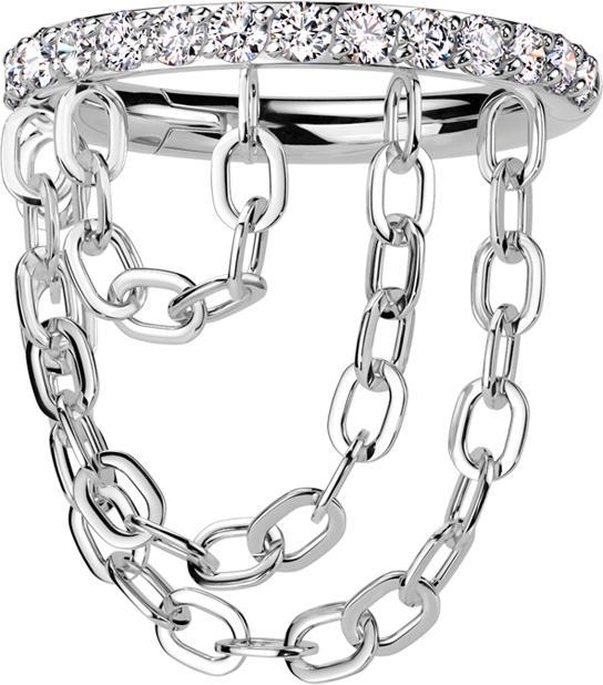 Actual product image Star Piercing Micro segment ring hinged silver crystals silver pendant horizontal three chains (without brass, Titanium)