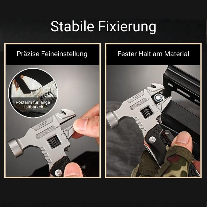 Actual product image Hermex 18in1 Multifunktionswerkzeug Multitool mit Hammer Outdoor-Werkzeug (18 Functions)