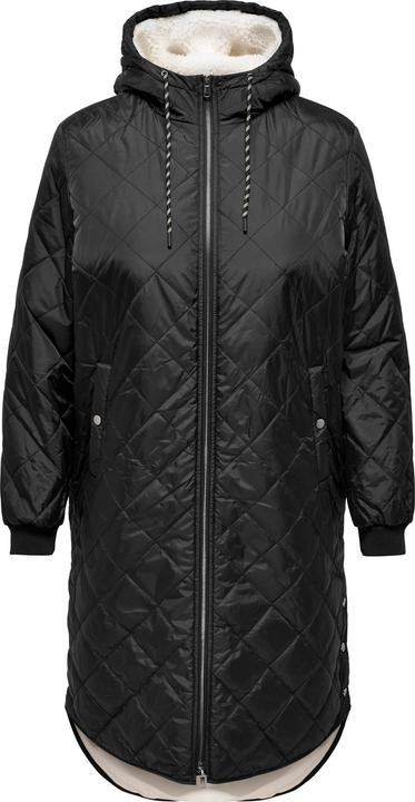 Only Kapuze mit Kordelzug Curve Gerippte Ärmelbündchen Mantel Steppjacke