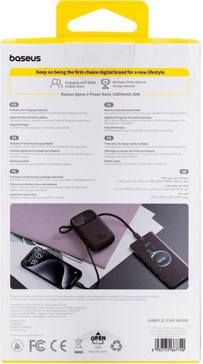 Actual product image Baseus Powerbank QPow 2 10000mAh 30W 2xUSB-C (black) (10000 mAh, 30 W, 37 Wh)