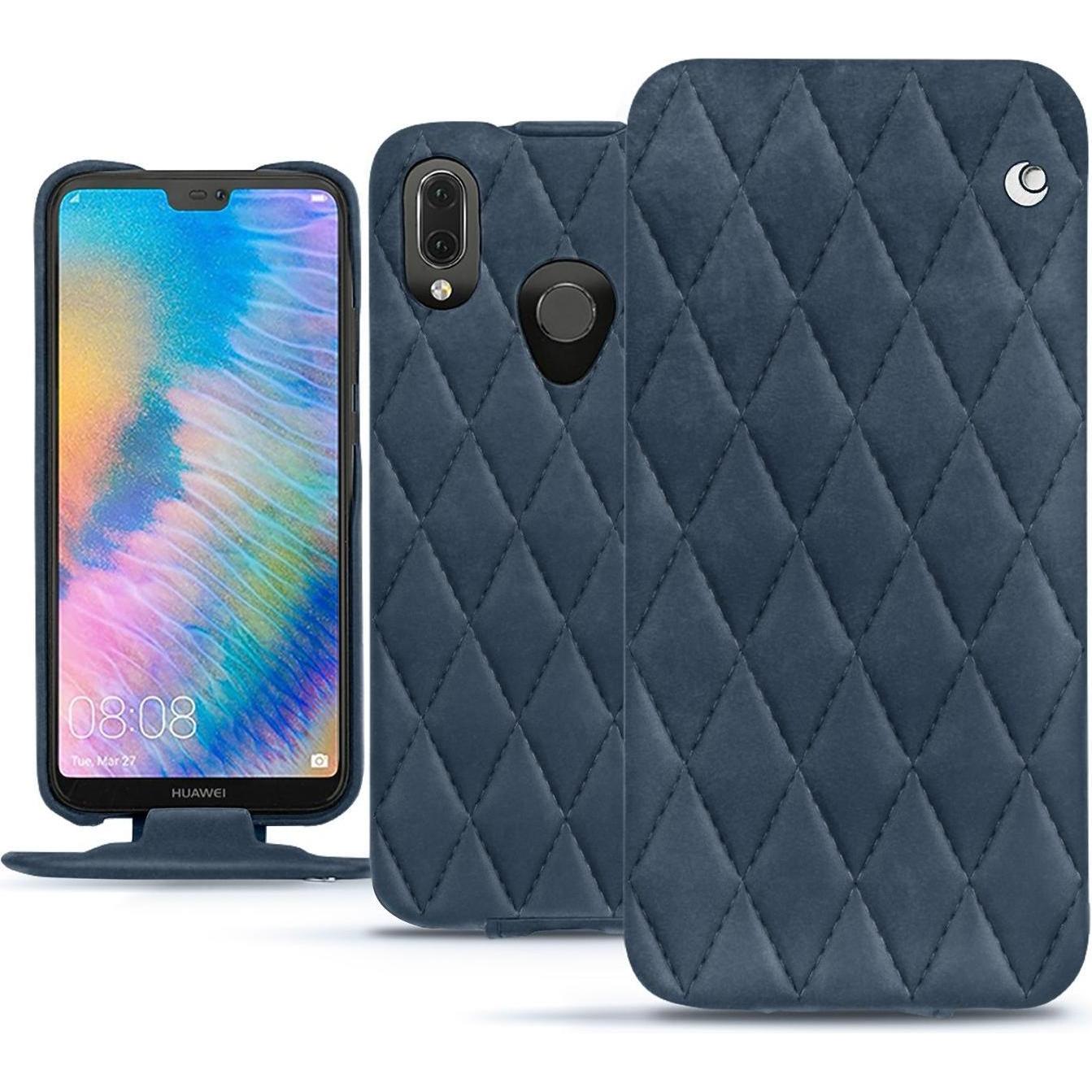 Noreve Lederschutzhülle vertikal (Huawei P20 Lite), Smartphone Hülle, Blau