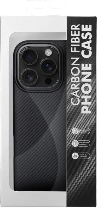 Actual product image OEM Back panel cover Carbon Elite Mag Cover compatible with MagSafe for IPHONE 15 PRO black (Apple iPhone 15 Pro)