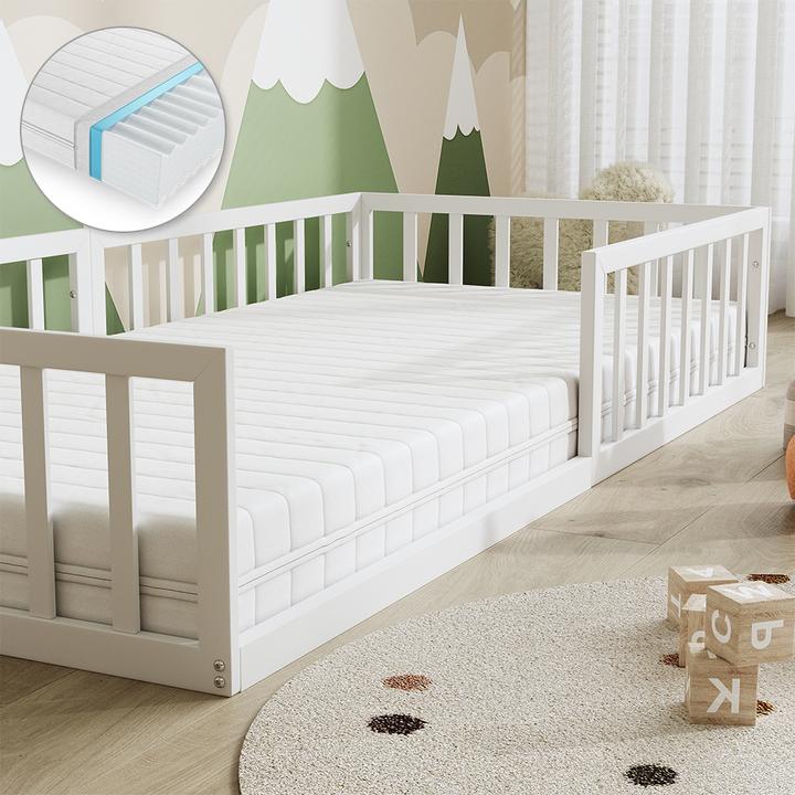 Produktbild VitaliSpa Bodenbett aus Metall Minno, Weiss, 90x200 mit Matratze (90 x 200 cm)