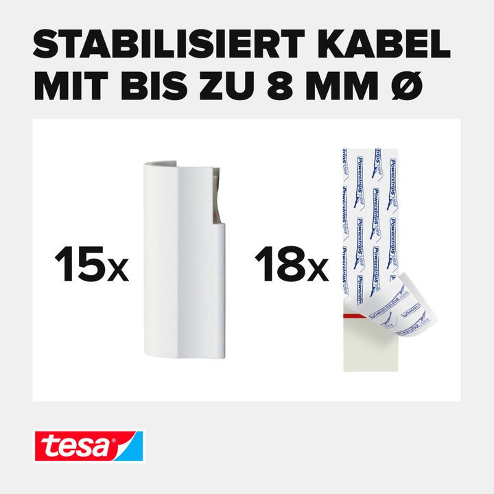 Actual product image tesa 3x Powerstrips cable clip