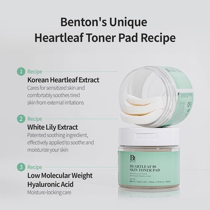 Produktbild Benton Heartleaf Toner Pads Skin Texturizing Exfoliating Dual Embossed AHA BHA PHA LHA Soothing Face (Reinigungspeeling)
