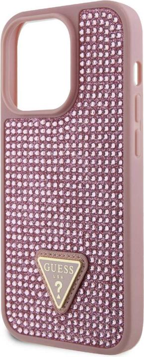 Produktbild Guess Rhinestones Triangle Metal Logo Case for iPhone 15 Pro Pink (Apple iPhone 15 Pro)