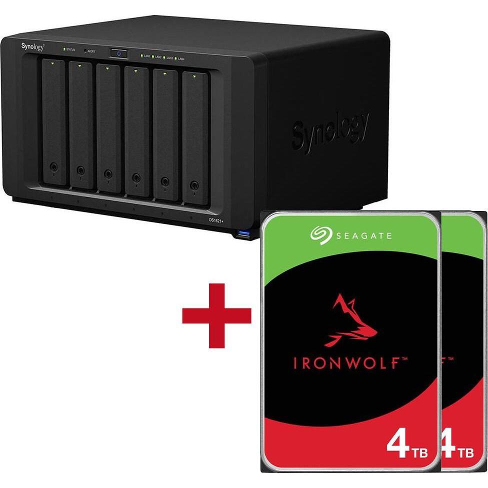 Synology DiskStation DS1621+ 6 Einschübe NAS-Server Leergehäuse + 8TB Seagate Ironwolf SATA 3.5"" HD