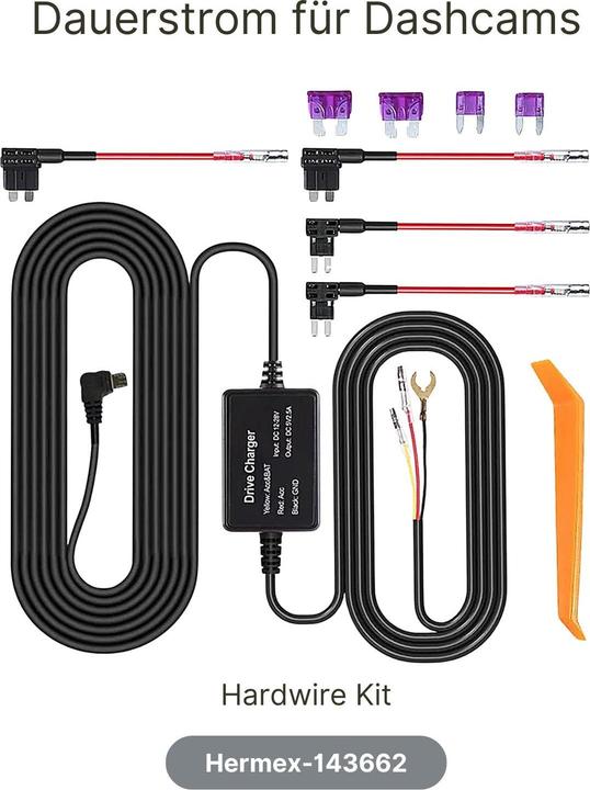Actual product image Hermex 4K Dual-Dashcam Onboard-Kamera Autofront-Kamera Nachtsichtkamera Auto (Built-in display, Wi-Fi, Night vision, GPS receiver, UHD 4K)