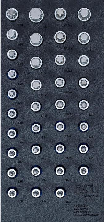 Actual product image BGS Tool Tray 1/3: Bit Socket Set | 12.5 mm (1/2") | internal hexagon, T-Star (for Torx), Spline (for...