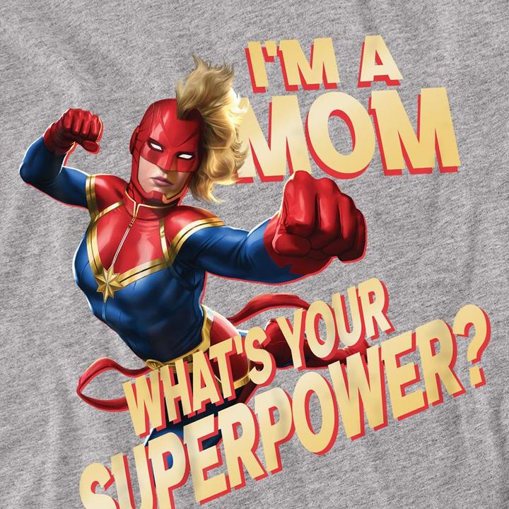 Actual product image Captain Marvel Unisex Adult Mom Superpower Mothers Day T-Shirt (L)