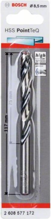 Productafbeelding Bosch Professional Zubehör Metalen spiraalboor HSS PointTeQ. DIN 338. 8.5 mm. Pak van 1 (8,5 millimeter)