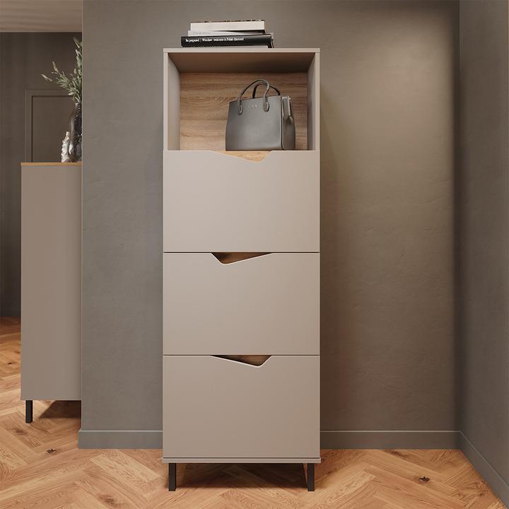 Image du produit Vicco Kommode Marelle, Grau/Artisan, 60 x 169.5 cm mit 4 Fächern (60 x 38 x 169.50 cm)