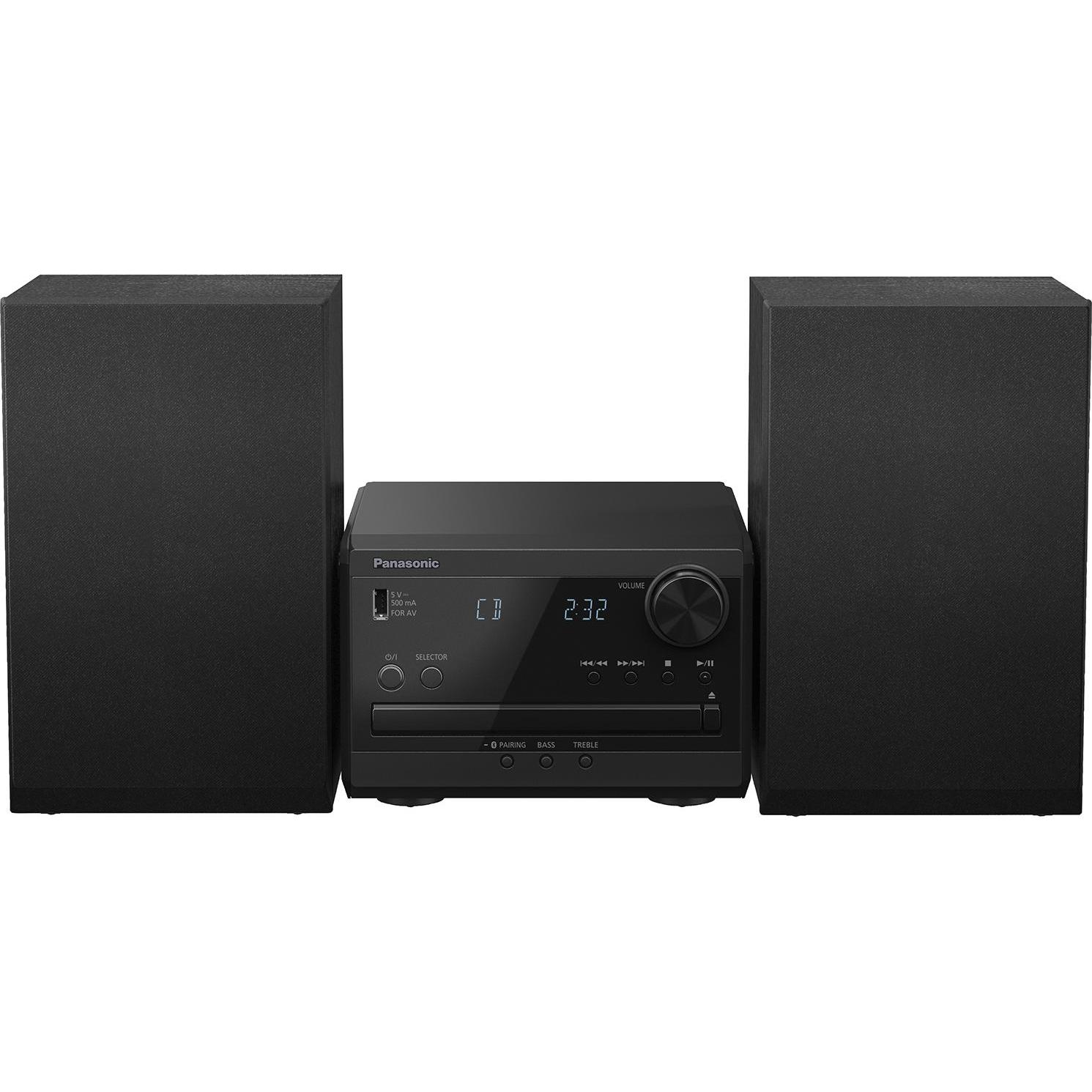 Panasonic SC-PM272  Micro Sound System (Bluetooth, CD Player, Airplay, 2x 10 W), Stereoanlage, Schwa