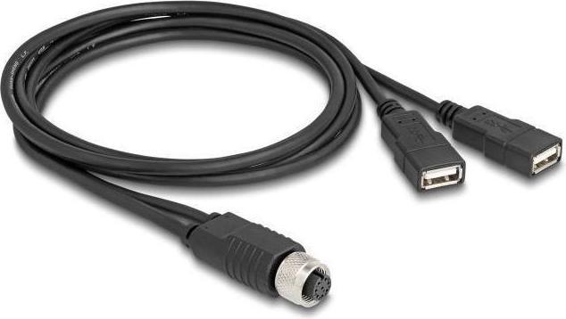 Actual product image Delock M12 cable A-coded 8 pin socket to 2 x USB 2.0 type-A (1 m, USB 2.0)