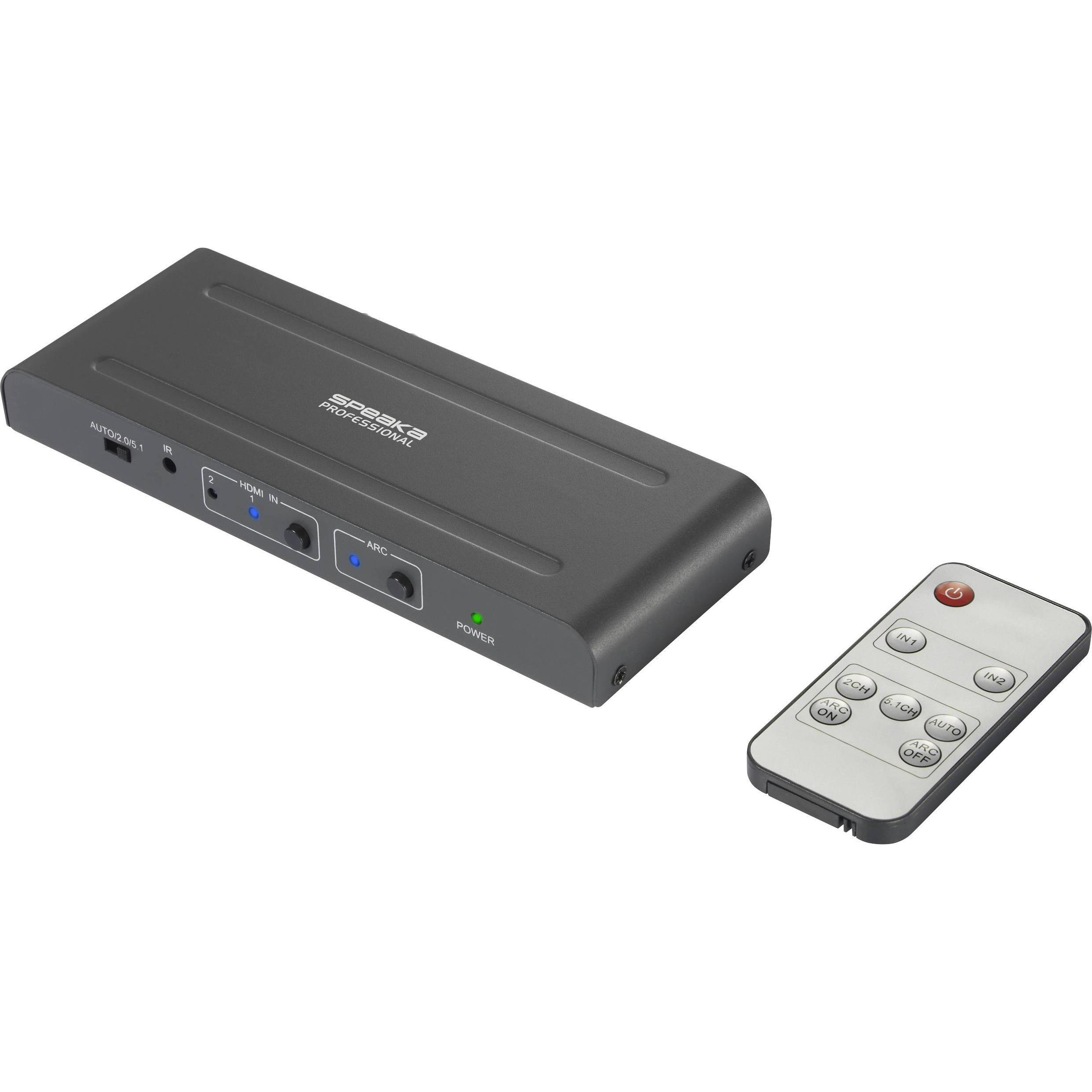 SpeaKa Professional SP-HDA-300 Switch HDMI 2+1 porte ARC (Audio Return Channel) 3, Switch box