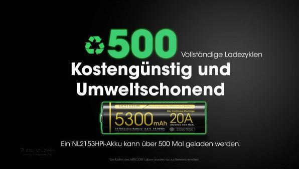 Produktbild Nitecore Li-Ion Akku 21700, 5300mAh, NL2153HPi (1 Stk., 21700, 5300 mAh)
