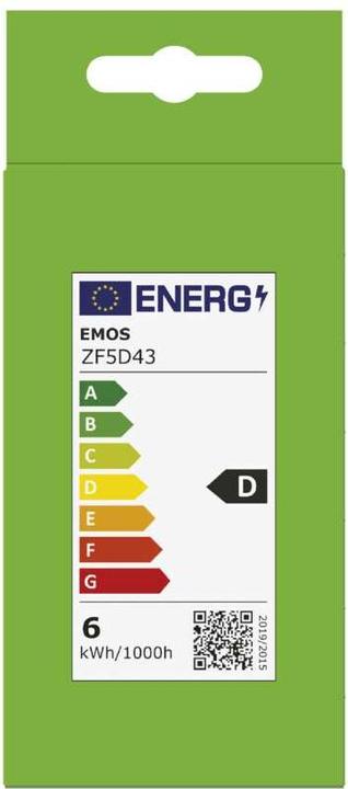 Label énergétique Emos Ampoule LED filament A60 / E27 / 5,9 W (60 W) / 806 lm / Blanc neutre (E27, 5.90 W, 806 lm, 1 x, D)