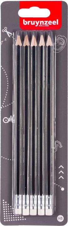 Produktbild Bruynzeel Graphite pencil set | 5 HB graphite pencils with eraser tips (HB, 5 x)