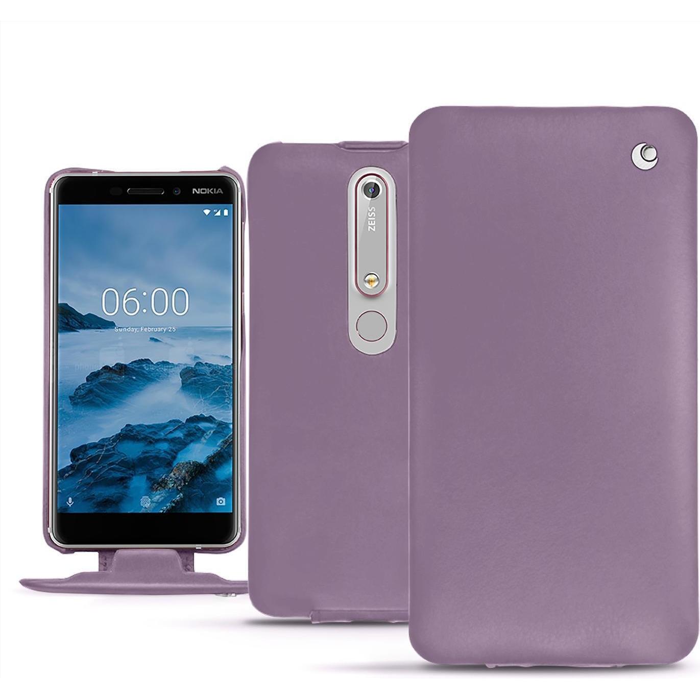 Noreve Lederschutzhülle vertikal (Nokia 6 (2018)), Smartphone Hülle, Violett