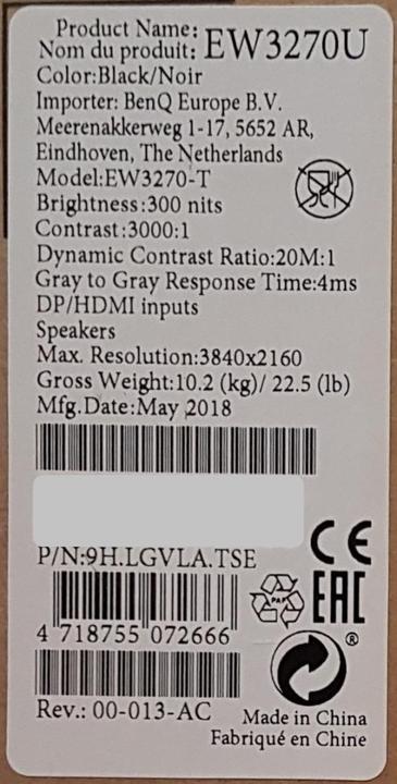 Produktbild BenQ Ew3270u (3840 x 2160 Pixel, 31.50")