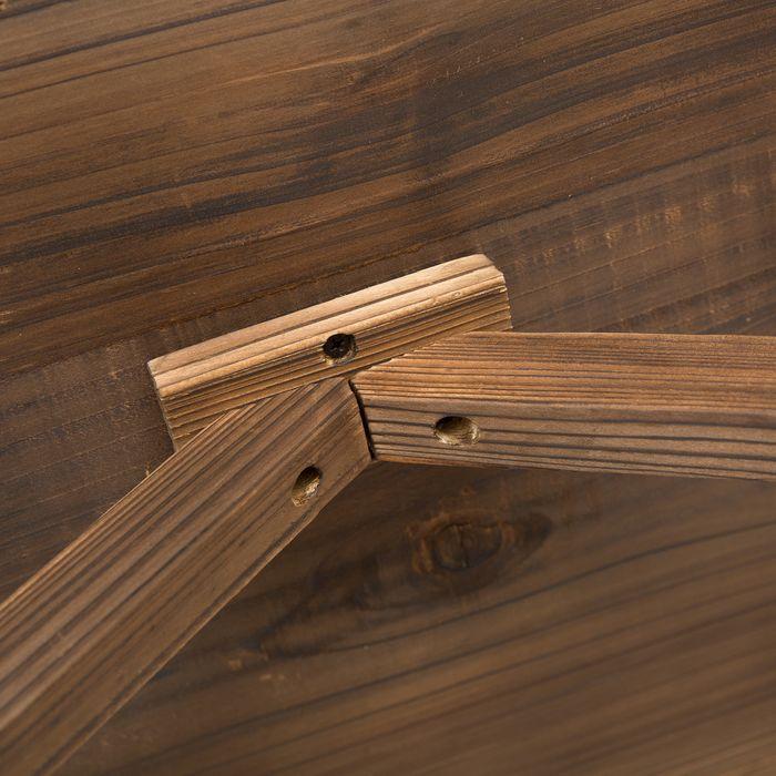 Produktbild Swisshandel24 Gartentisch Massivholz Balkontisch Holztisch Räderform Witterungsbeständig Natur 113 x B60 x H65 cm (60 cm)