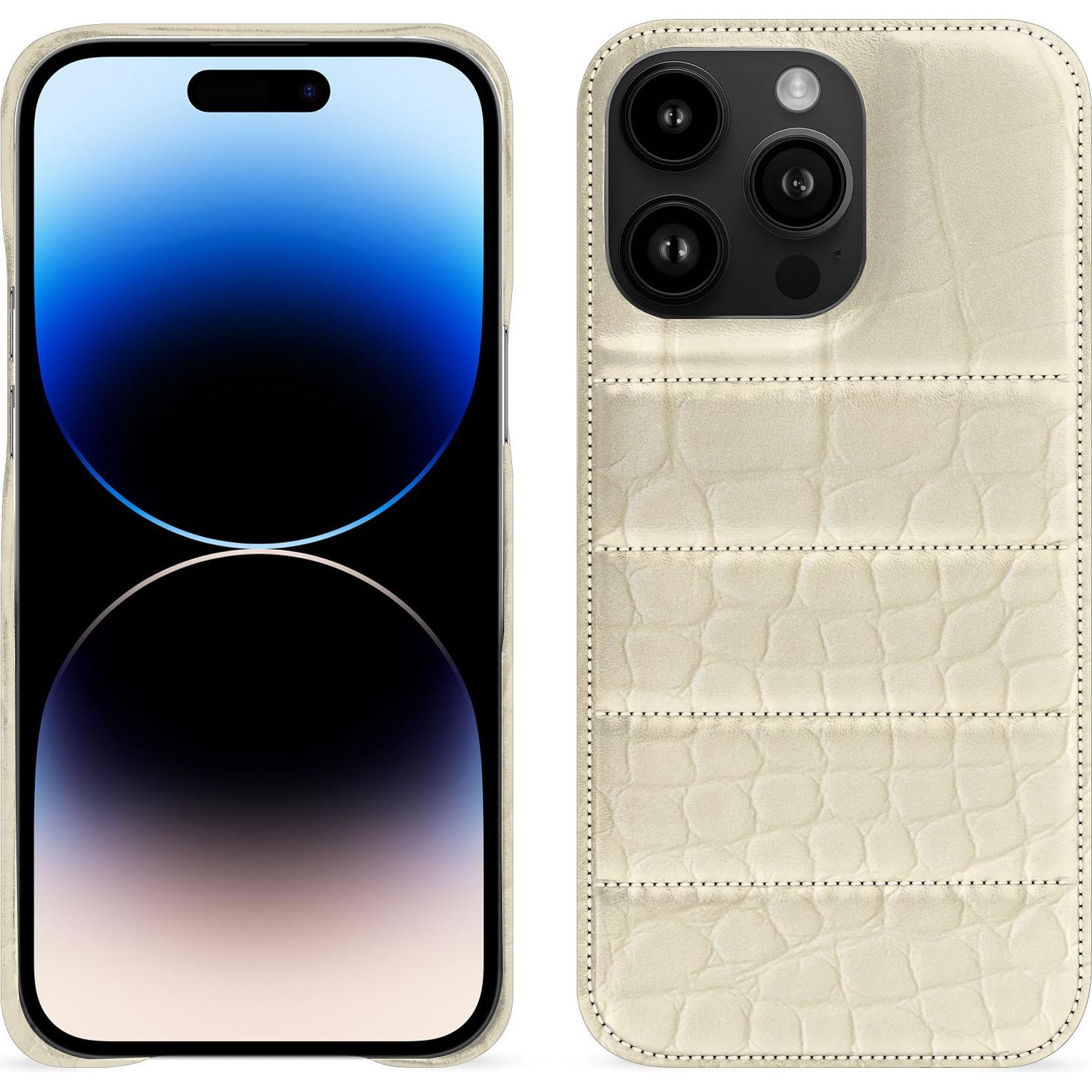 Noreve Lederschutzhülle (Apple iPhone 15 Pro Max), Smartphone Hülle, Beige