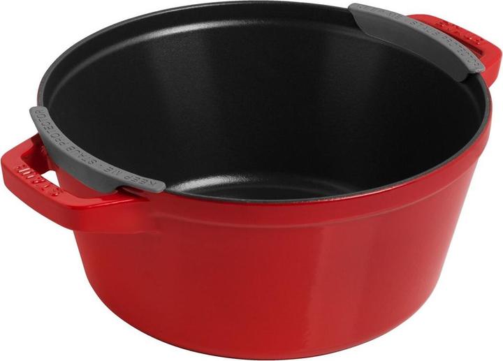 Image du produit Staub Cocotte 2pcs. 24 cm, ronde, rouge cerise, fonte (24 cm, Cocotte + faitout, Fonte)