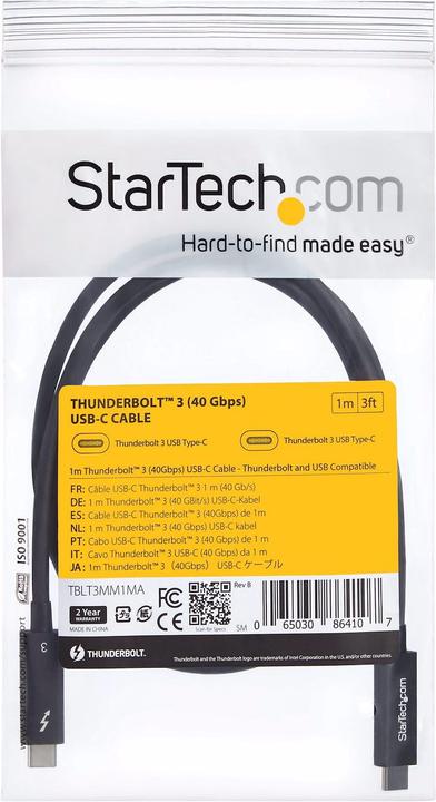 Actual product image StarTech 1M THUNDERBOLT 3 40GBPS CABLE (1 m, Thunderbolt)