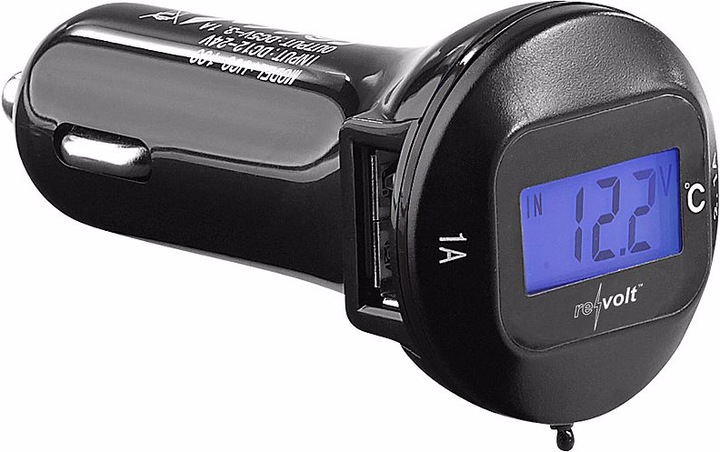 Produktbild Revolt Kfz-USB-Ladegerät mit LCD-Spannungswarner & Thermometer