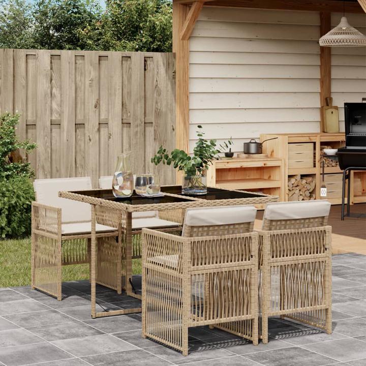 Actual product image vidaXL Garden furniture dining set garden set seating group 5 pcs. beige poly rattan (110 cm)