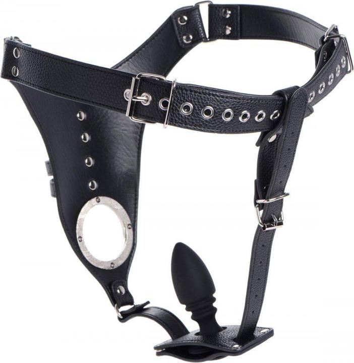 Actual product image XR Brands Penis Chastity Belt With Silicone Anal Plug