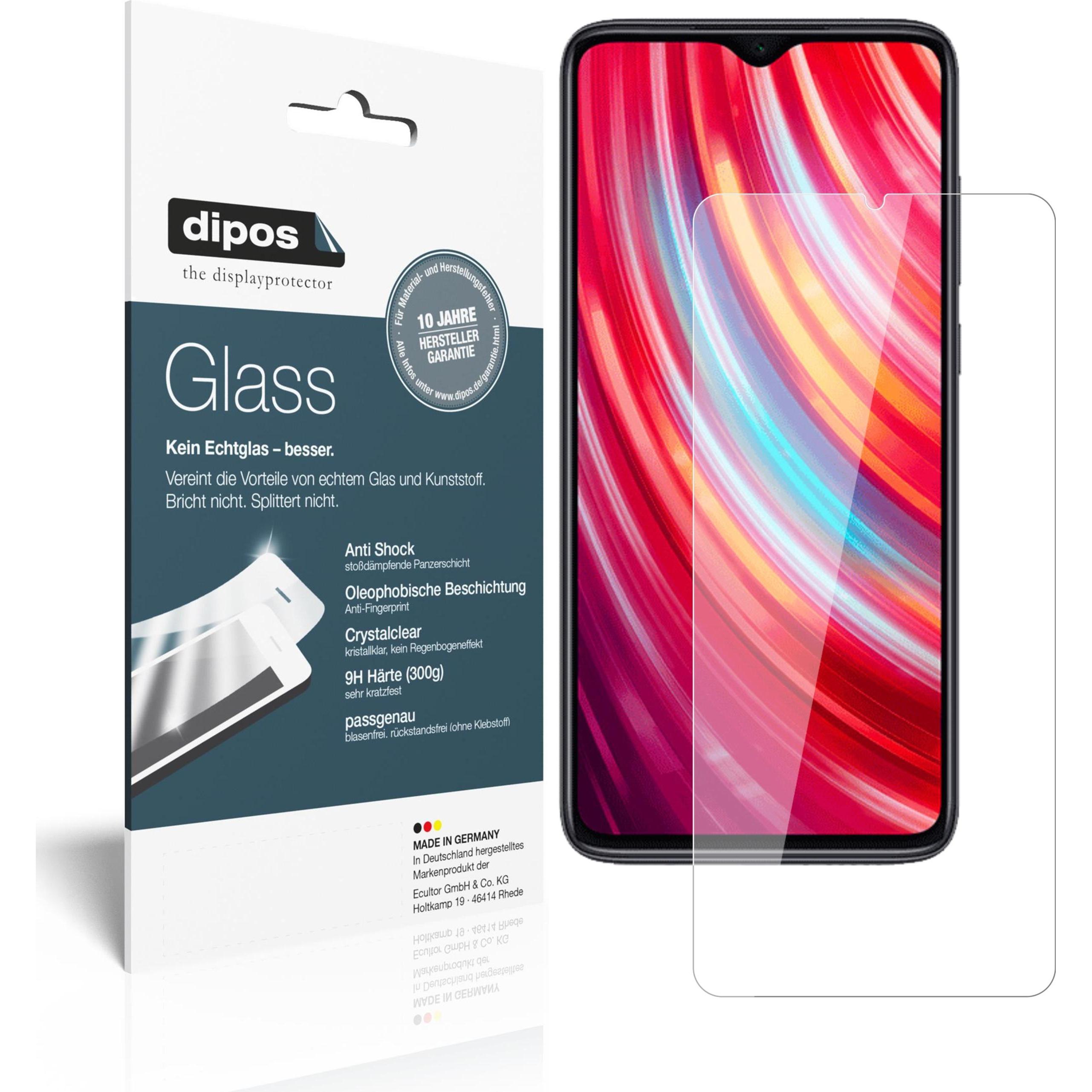Dipos Displayschutz Anti-Shock (2 Stück, Xiaomi Redmi Note 8 Pro), Smartphone Schutzfolie, Transparent