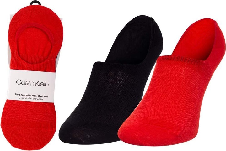 Calvin Klein Socks Mens Men's No Show (2 Pack) Liner Socks, red Combo, ONE Size (2er Pack, 40 - 46)