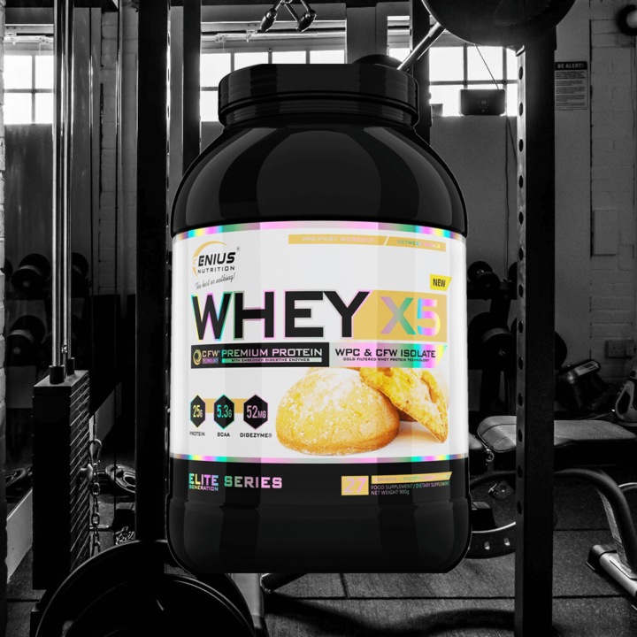 Actual product image Genius Nutrition Whey-X5 (Biscotti cookies, 900.90 g)