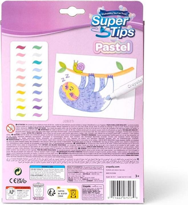 Actual product image Crayola Pastel SuperTips Washable Markers - Assorted Colours (Pack of 20) | Premium Felt Tip Pens Th (20x)
