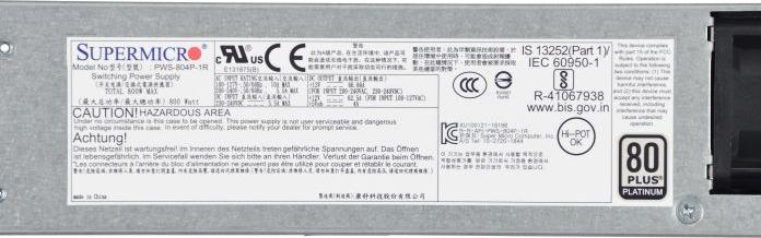 Actual product image Supermicro PWS-804P-1R - Redundant power supply (internal) (800 W)
