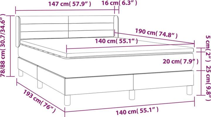 Image du produit vidaXL Boxspringbett (140 x 190 cm)