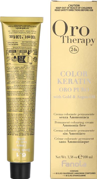Image du produit Fanola Oro Therapy Color Keratin Puro 6.1 Dark Ash Blonde 100ml (6.1 Frêne blond foncé)